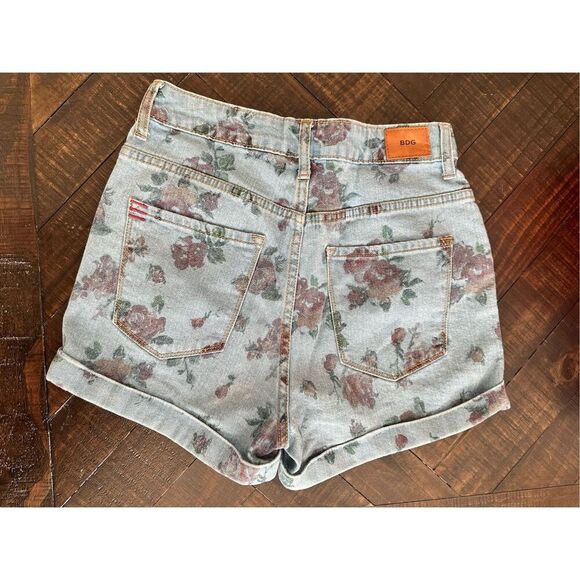 BDG Urban Outfitters Floral Denim High Rise Button Fly Jean Shorts - Picture 5 of 5